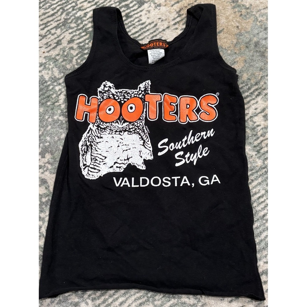Vintage 90s HOOTERS Valdosta GA Uniform Tank Top Black Made In USA XS